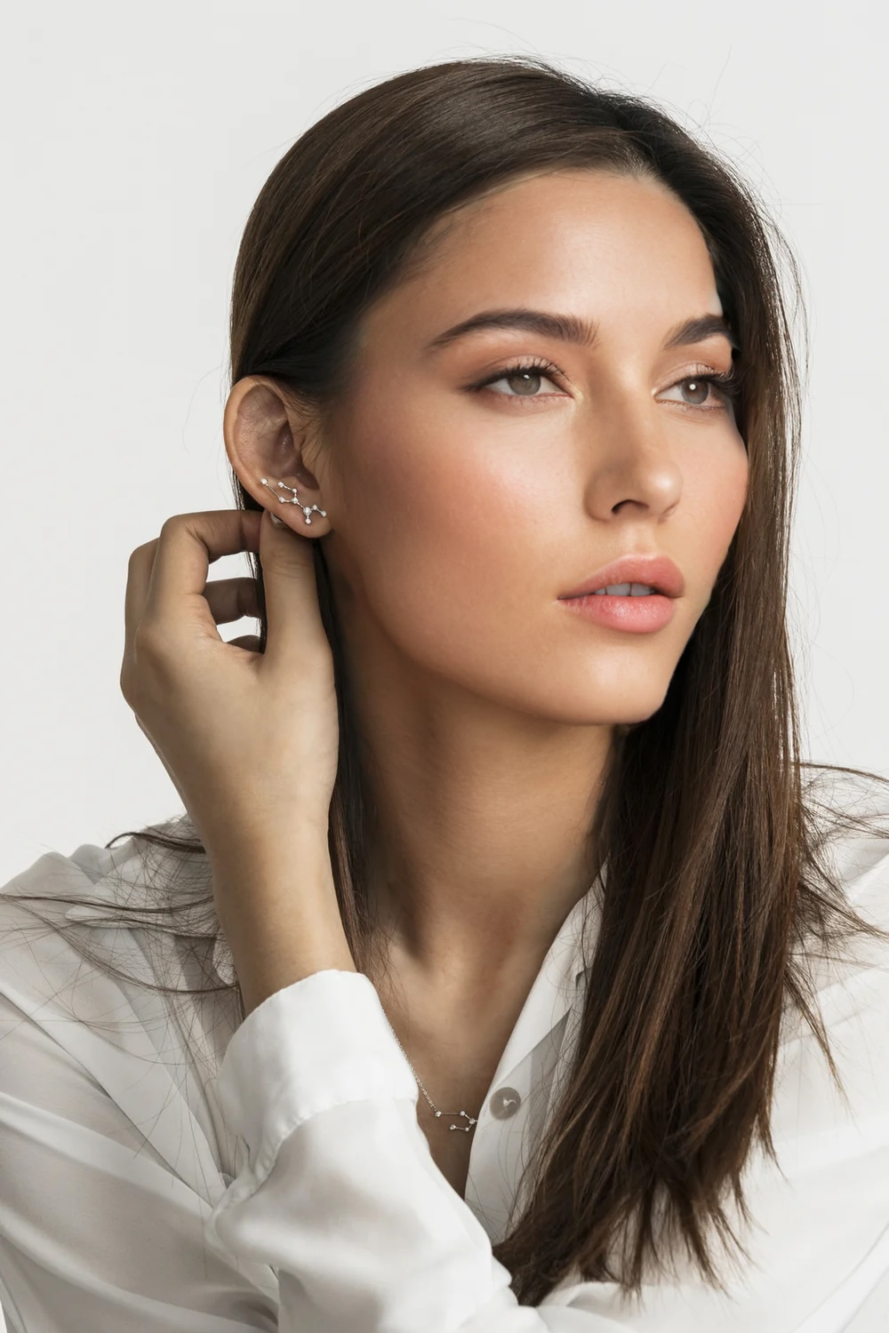 Virgo Zodiac Constellation Earring 18k Gold & Diamond - Genevieve Collection