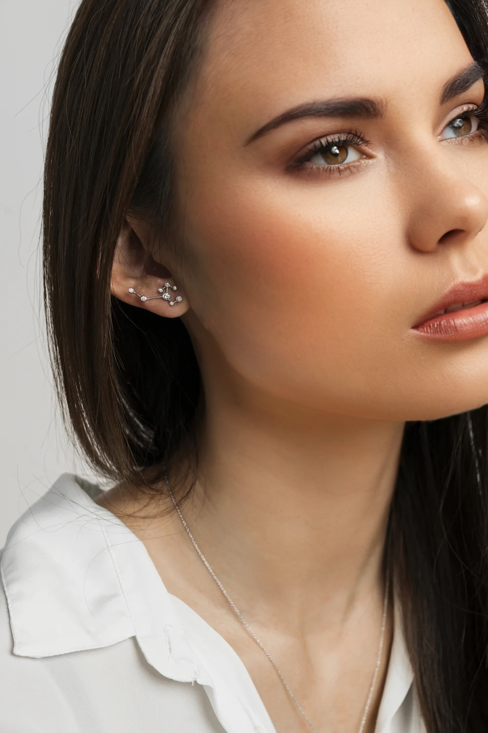 Sagittarius Zodiac Constellation Earring 18k Gold & Diamond - Genevieve Collection