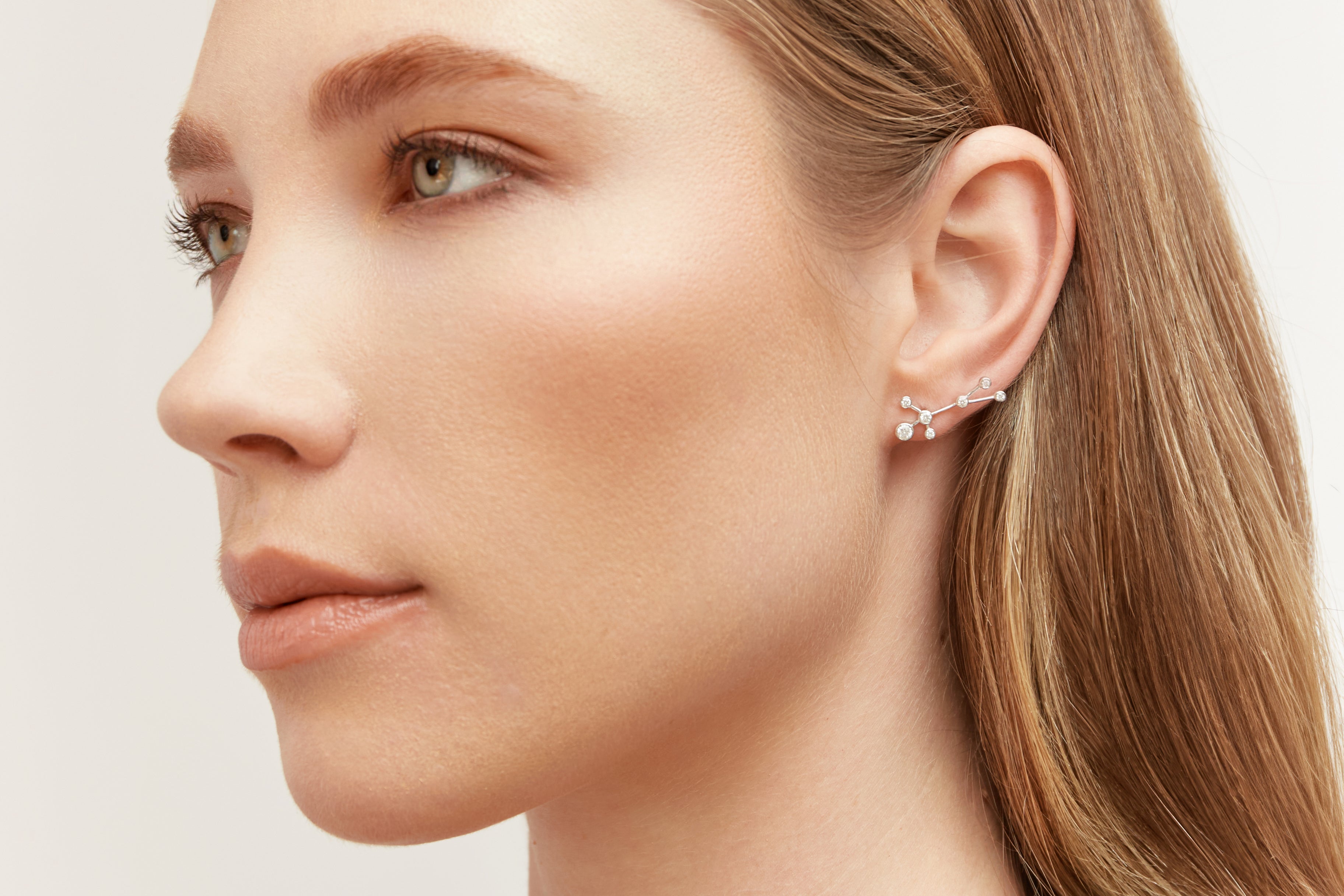 Gemini Zodiac Constellation Earring 18k Gold & Diamond - Genevieve Collection