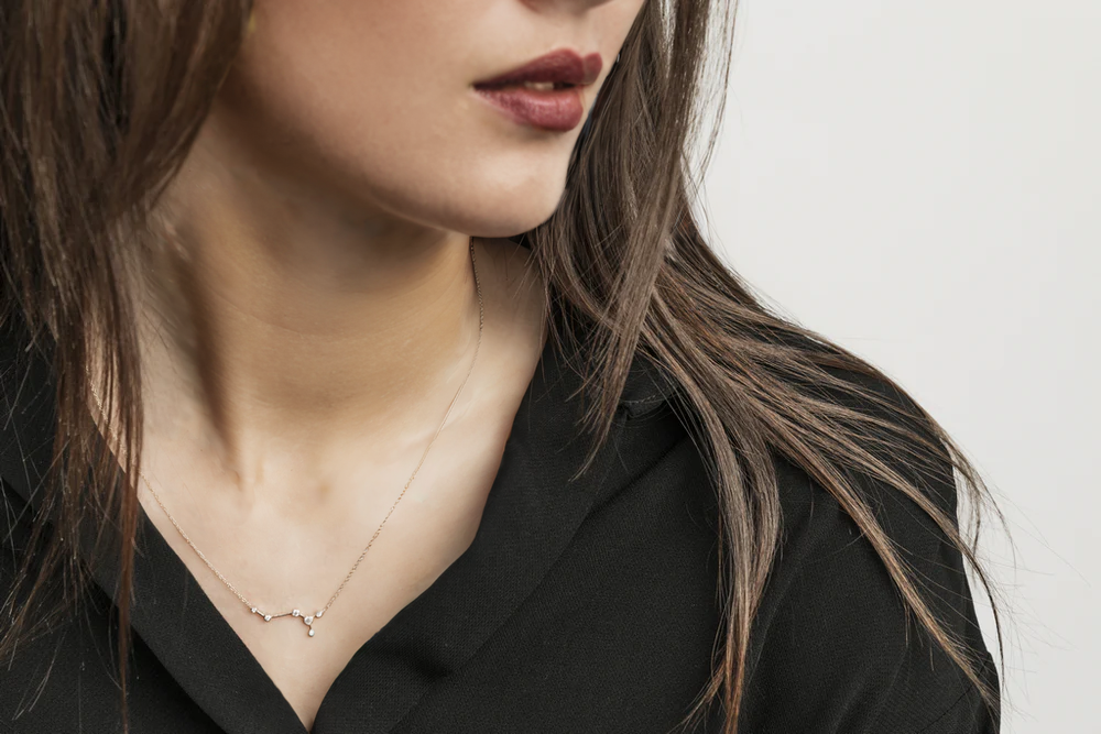 Scorpio Zodiac Constellation Necklace 18k Gold & Diamond - Genevieve Collection