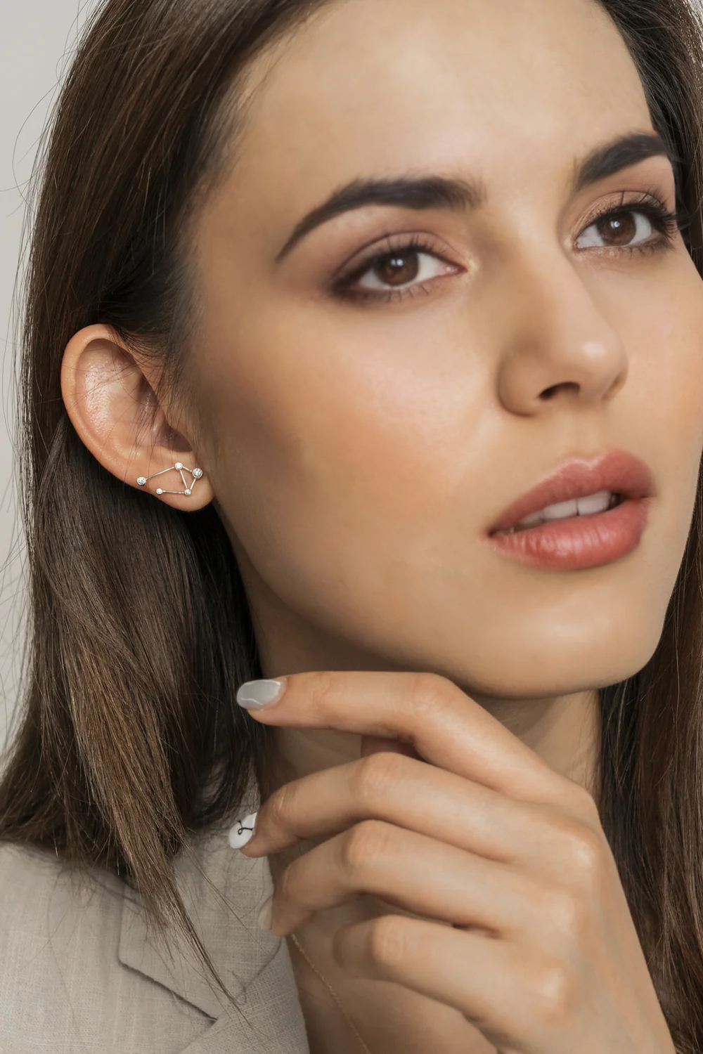 Libra Zodiac Constellation Earring 18k Gold & Diamond - Genevieve Collection