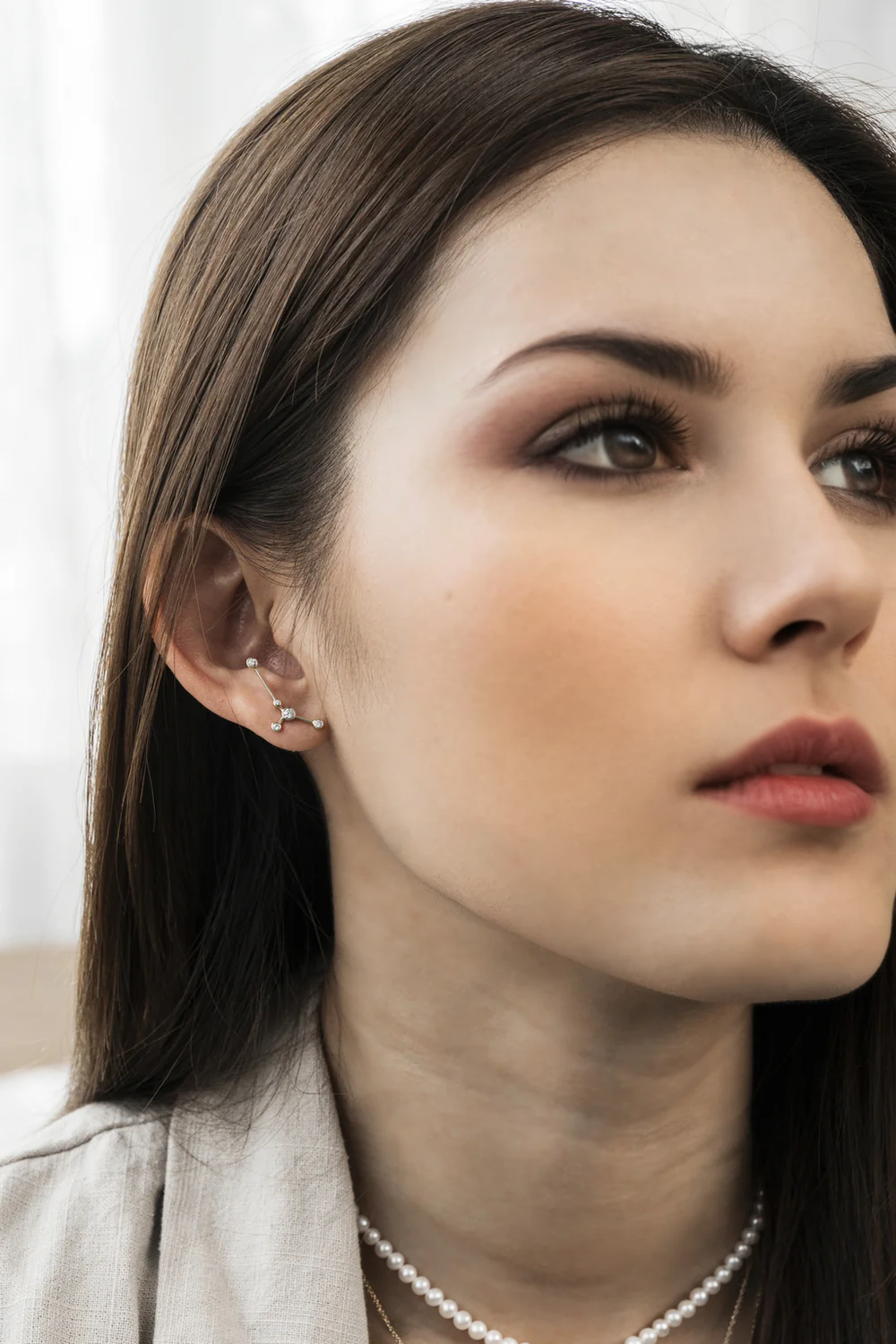 Cancer Zodiac Constellation Earring 18k Gold & Diamond - Genevieve Collection