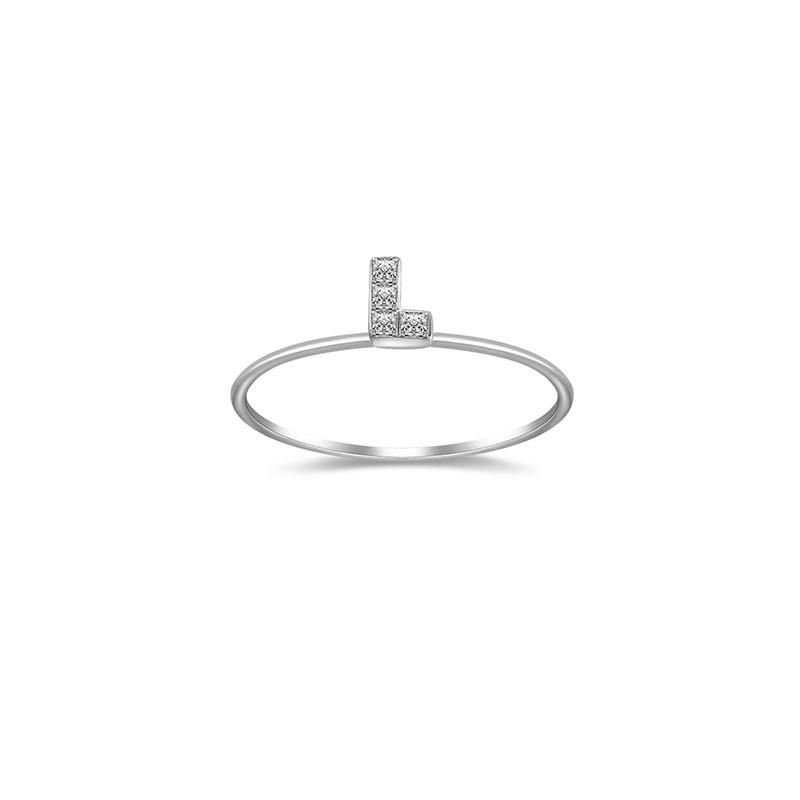 18k Gold Tetris L-Block Diamond Ring - Genevieve Collection