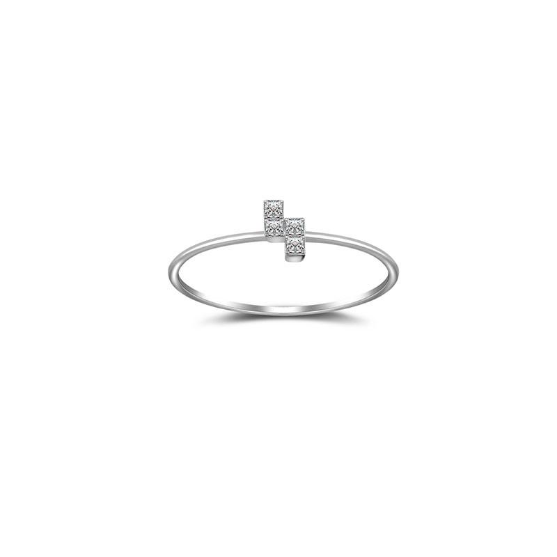 18k Gold Tetris Z-Block Diamond Ring - Genevieve Collection