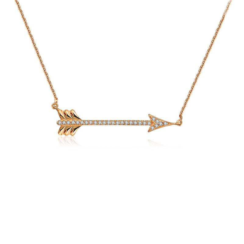 18k Gold Arrow Diamond Necklace - Genevieve Collection