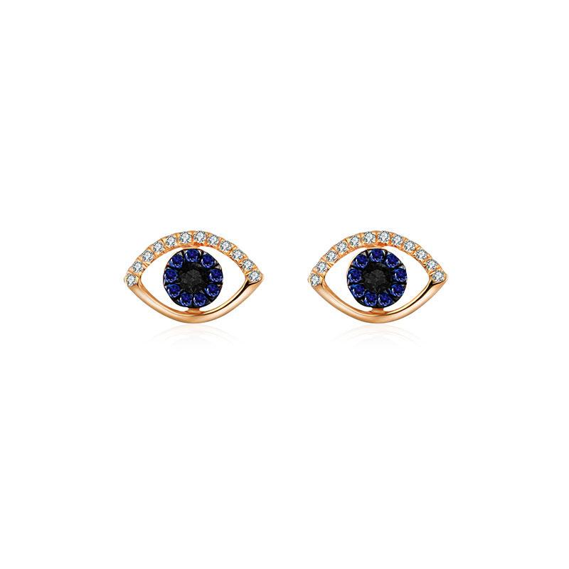 18k Gold Evil Eye Sapphire Diamond Earring - Genevieve Collection