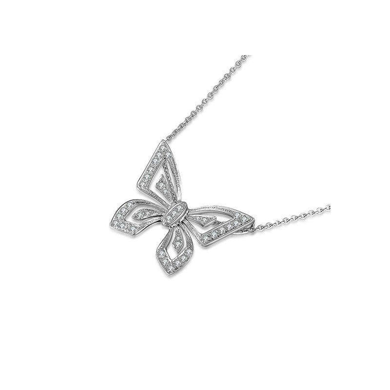 18k Gold Butterfly White Diamond Necklace - Genevieve Collection