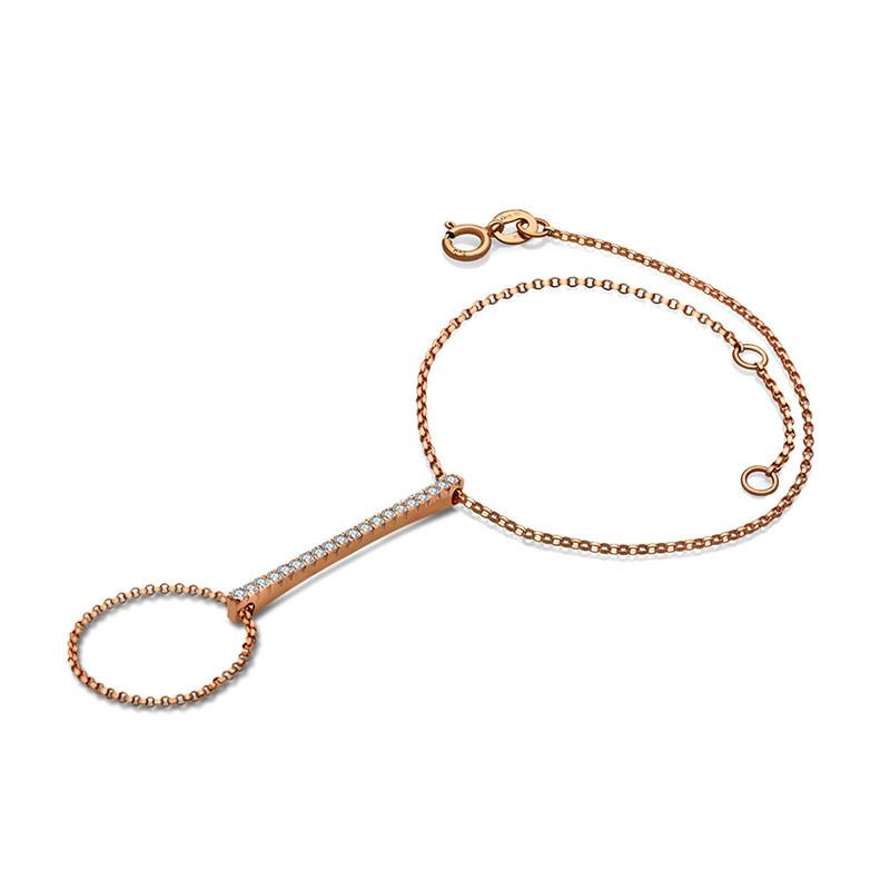 18k Gold Diamond Bar Hand Bracelet (2 Ways) - Genevieve Collection