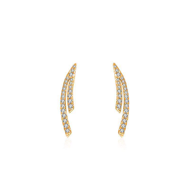 18k Gold Double Curve Diamond Earring - Genevieve Collection