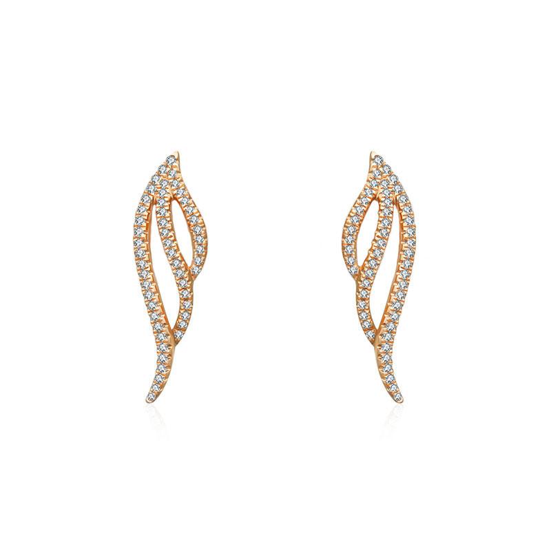 18k Gold Angel Wing Diamond Earring - Genevieve Collection