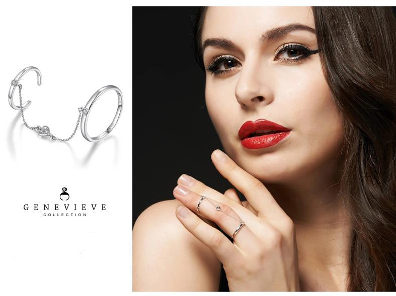 18k Gold Love Chain Connection Ring - Genevieve Collection