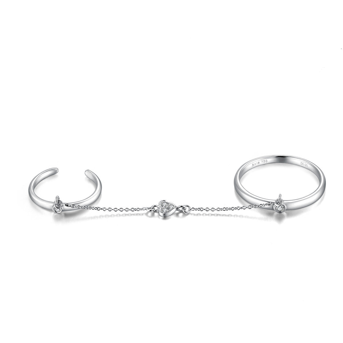 18k Gold Love Chain Connection Ring - Genevieve Collection