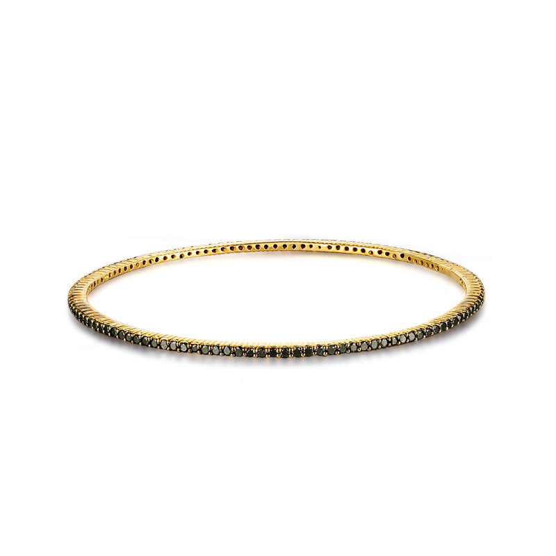 18k Gold One Line Black Diamond Bangle - Genevieve Collection