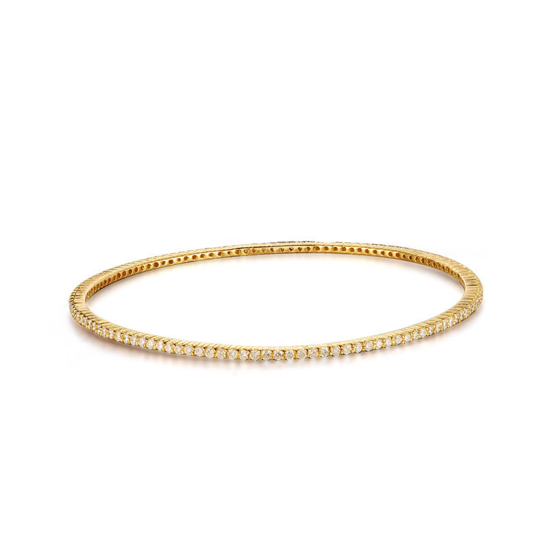 18k Gold One Line White Diamond Bangle - Genevieve Collection
