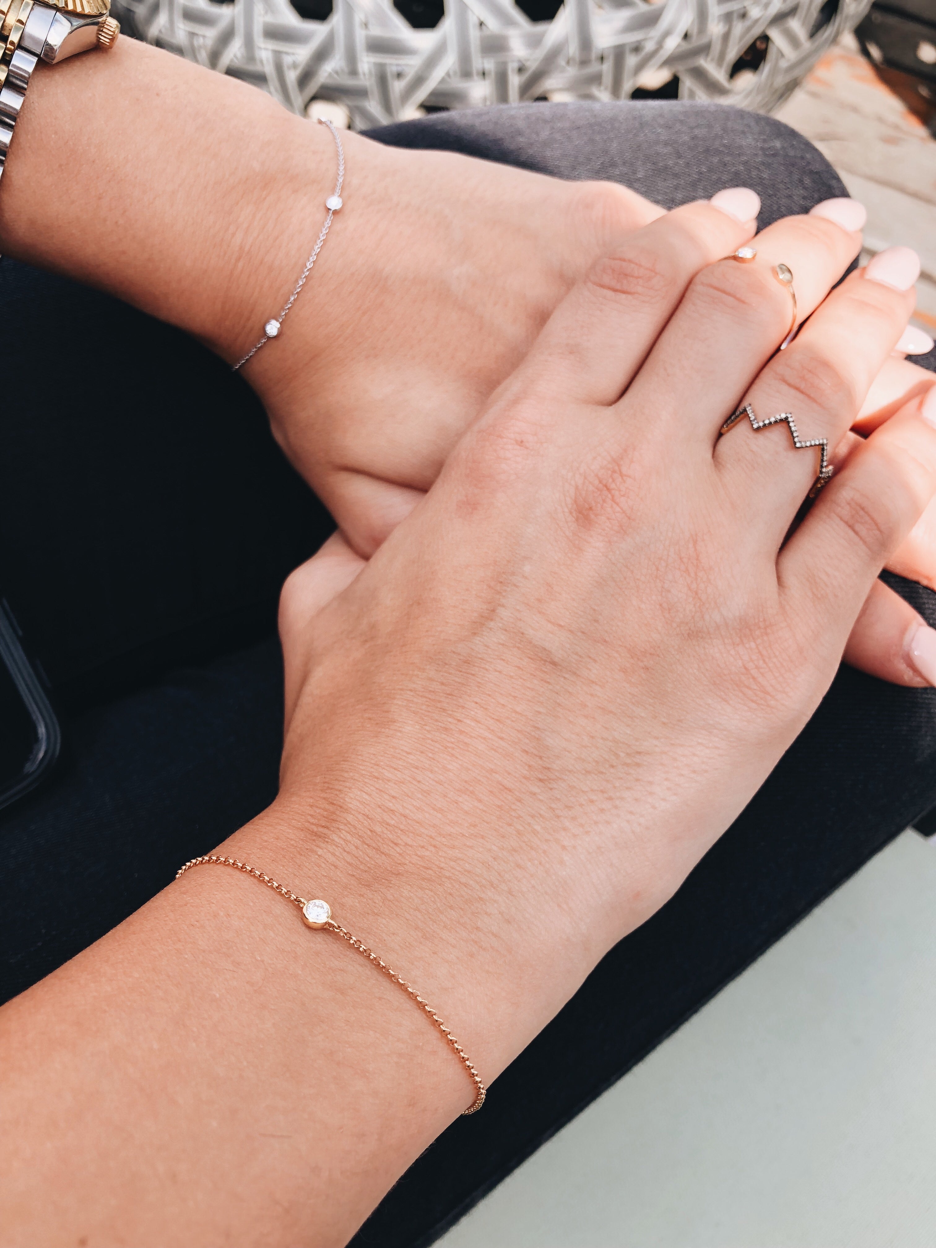 18k Gold April Birthstone Diamond Bracelet - Genevieve Collection