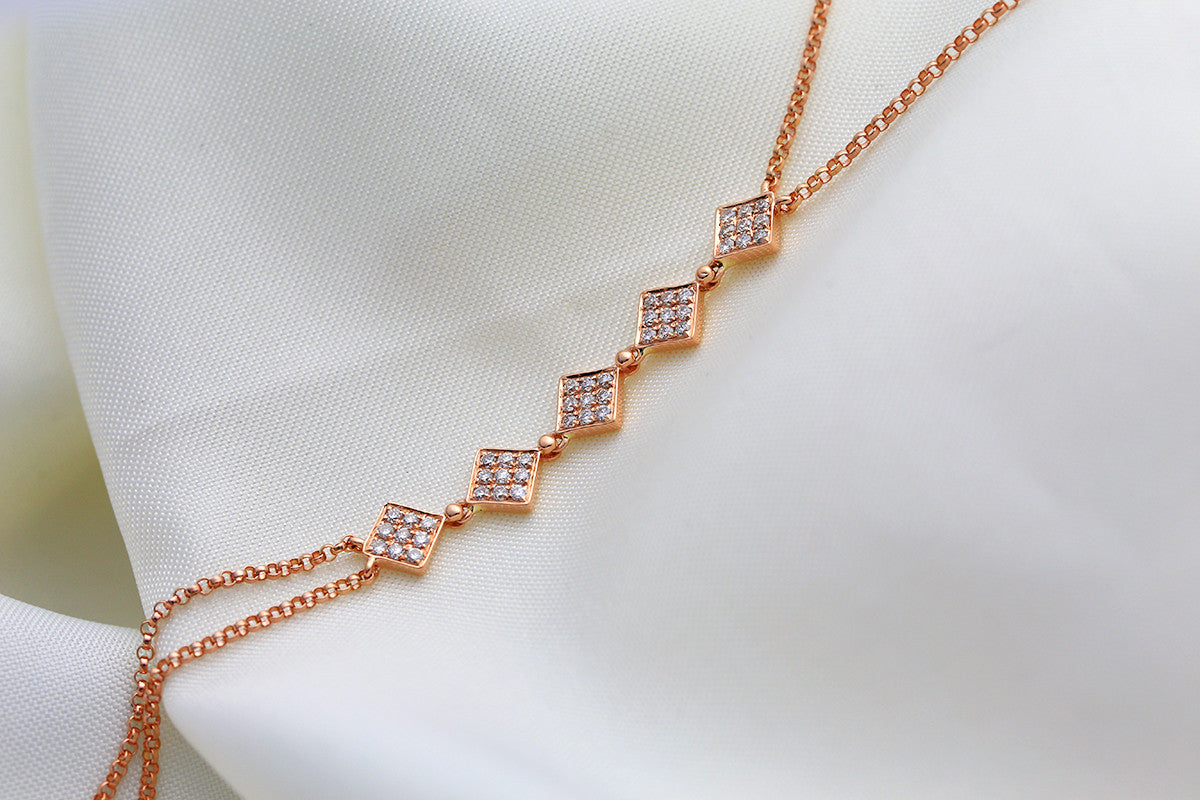 18k Gold Square Shape 2 Way Diamond Bracelet - Genevieve Collection
