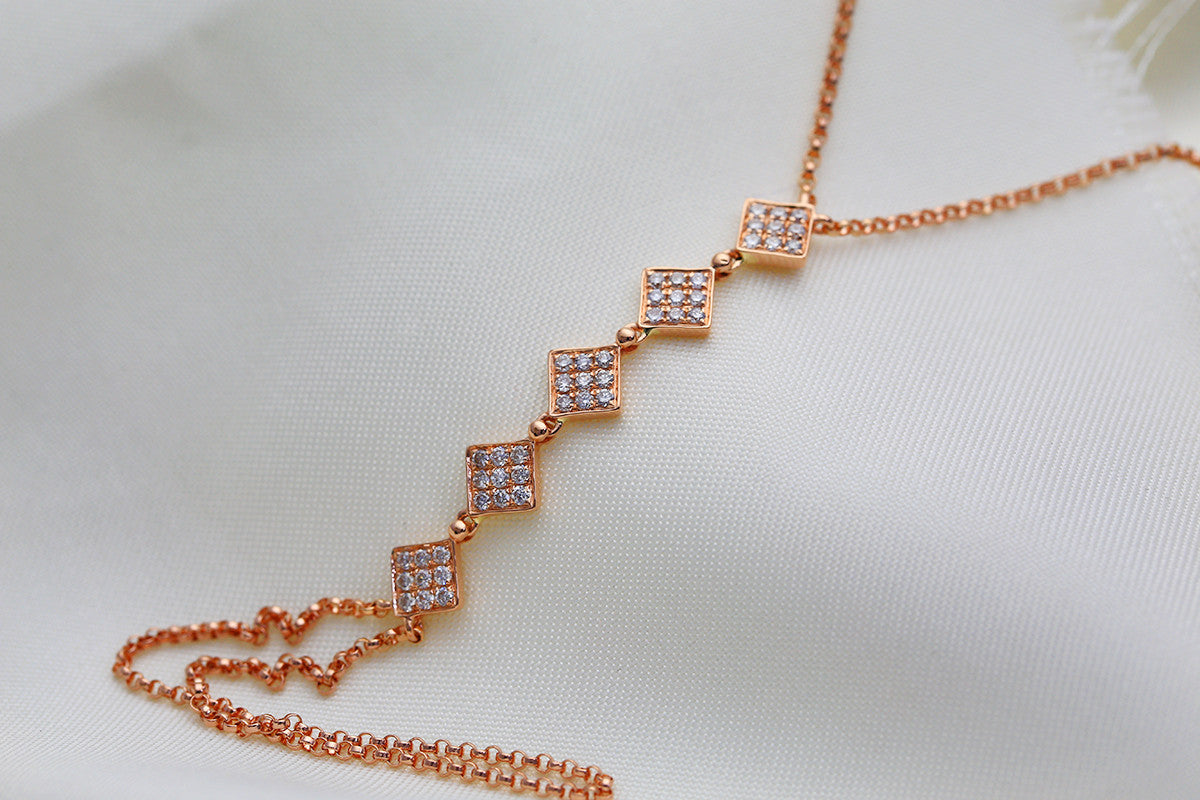 18k Gold Square Shape 2 Way Diamond Bracelet - Genevieve Collection