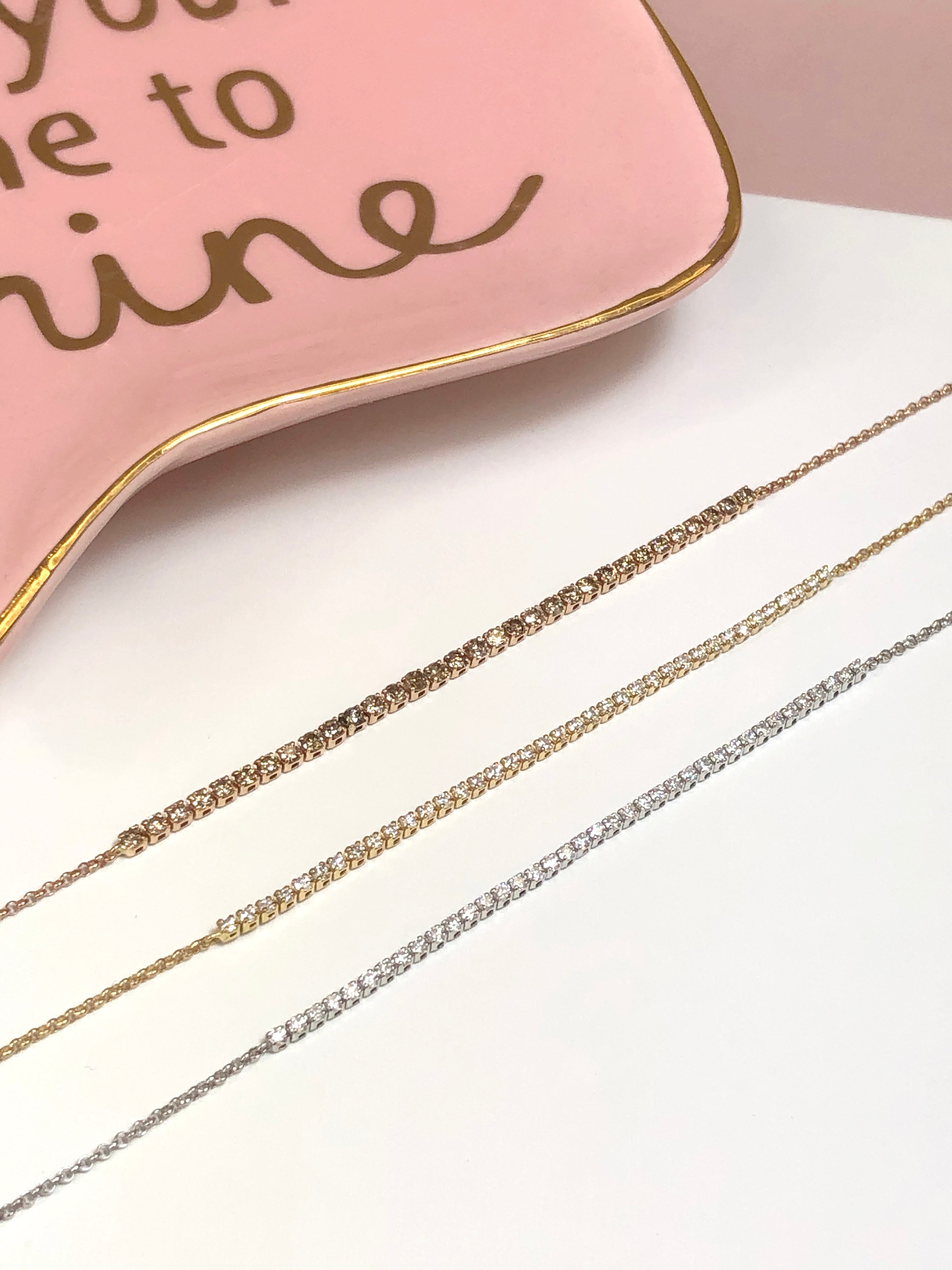 18k Yellow Gold Half Tennis Diamond Bracelet - Genevieve Collection