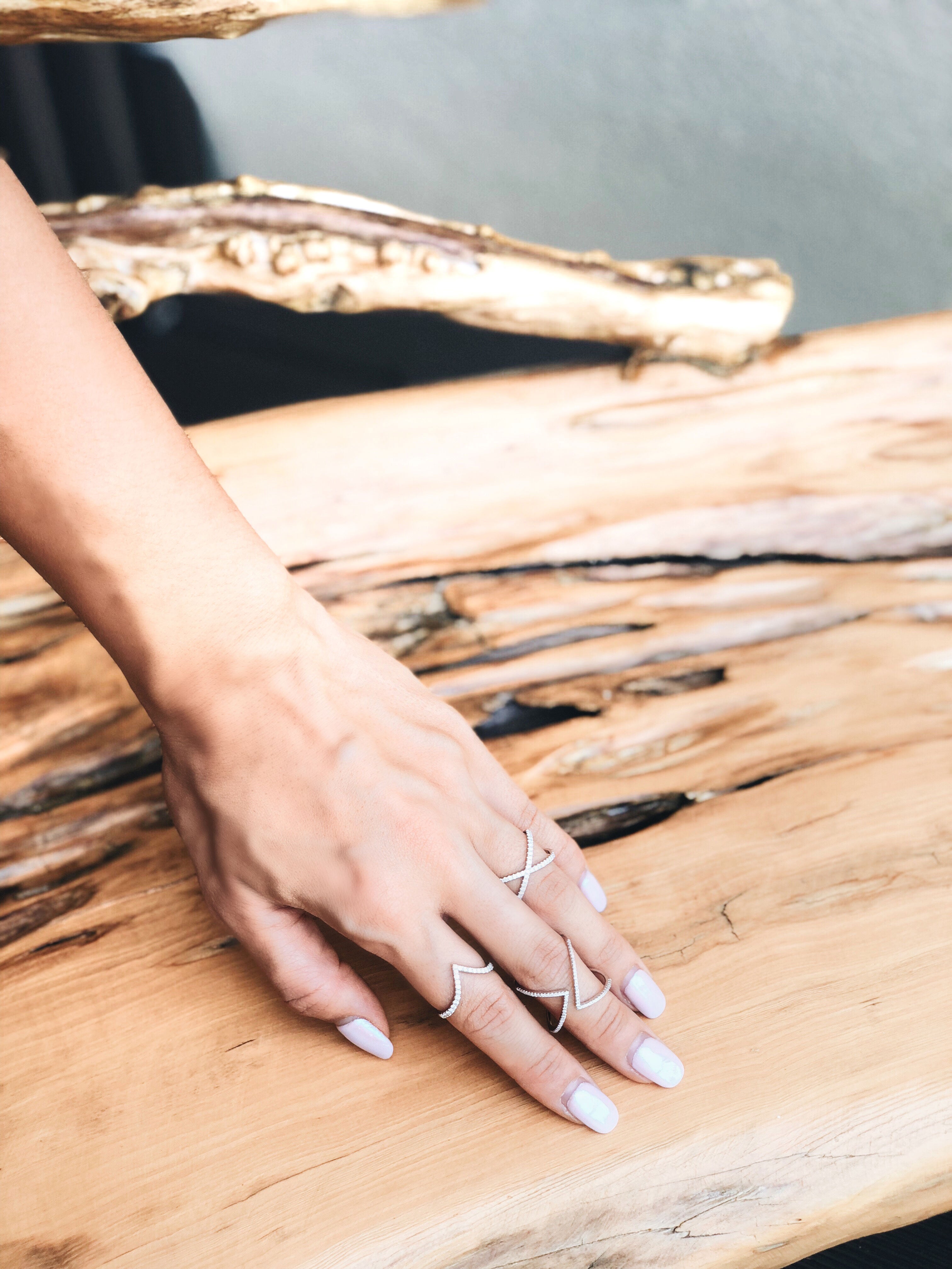 18k Gold Double Arrow Diamond Open Ring - Genevieve Collection