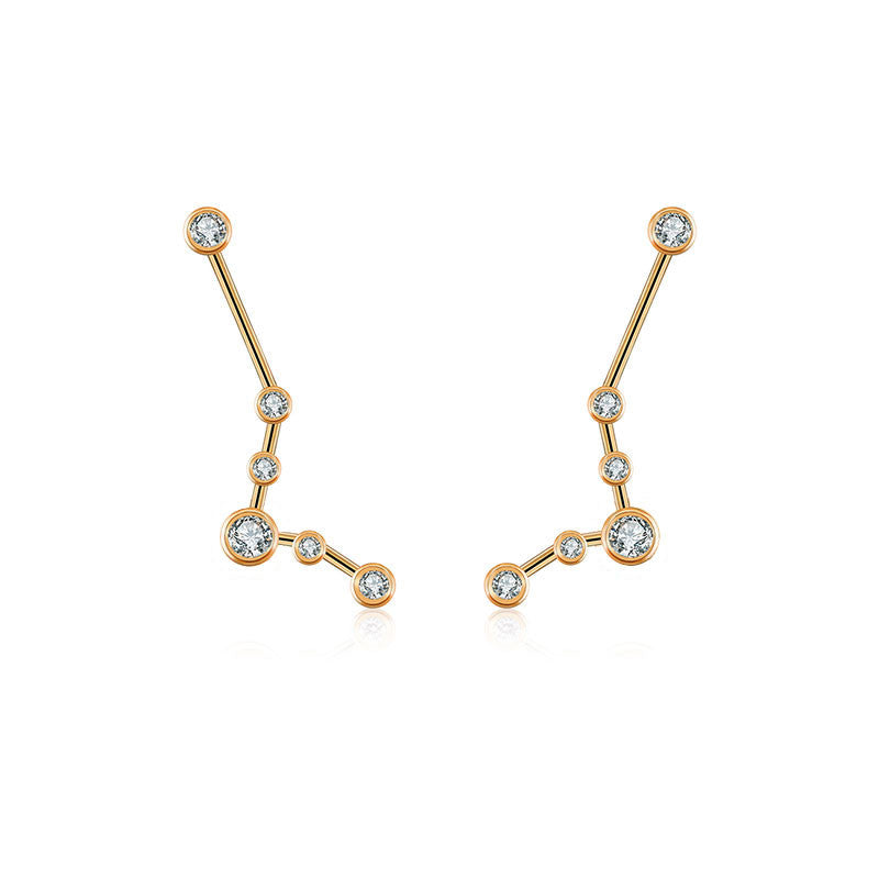 Pisces Zodiac Constellation Earring 18k Gold & Diamond - Genevieve Collection
