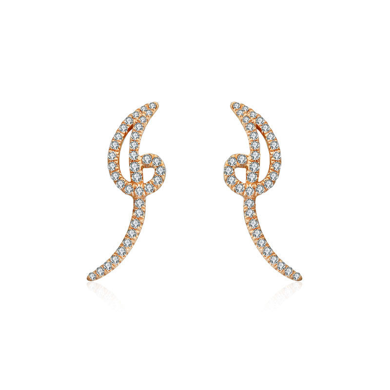 18k Gold Script Letter "I" Diamond Earring - Genevieve Collection