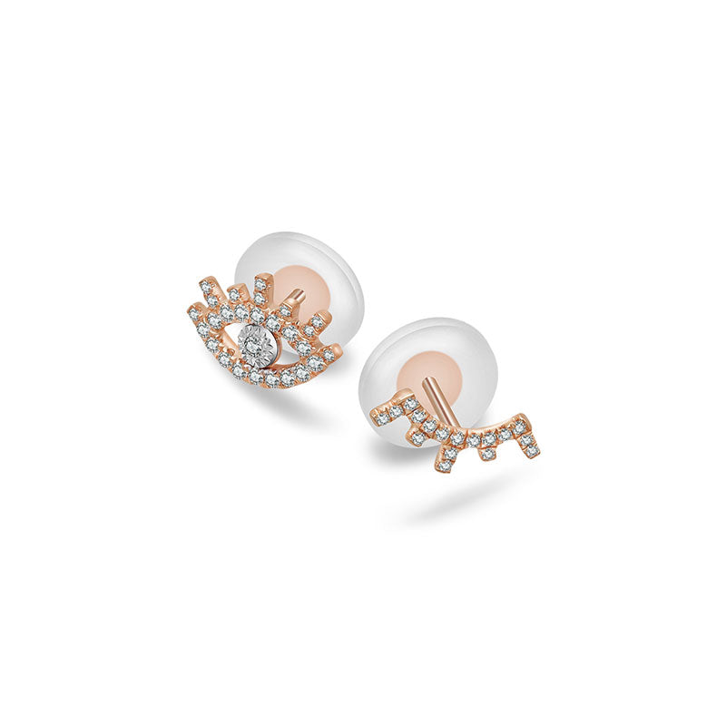 18k Gold Evil Eye & Eyelash Diamond Earring - Genevieve Collection