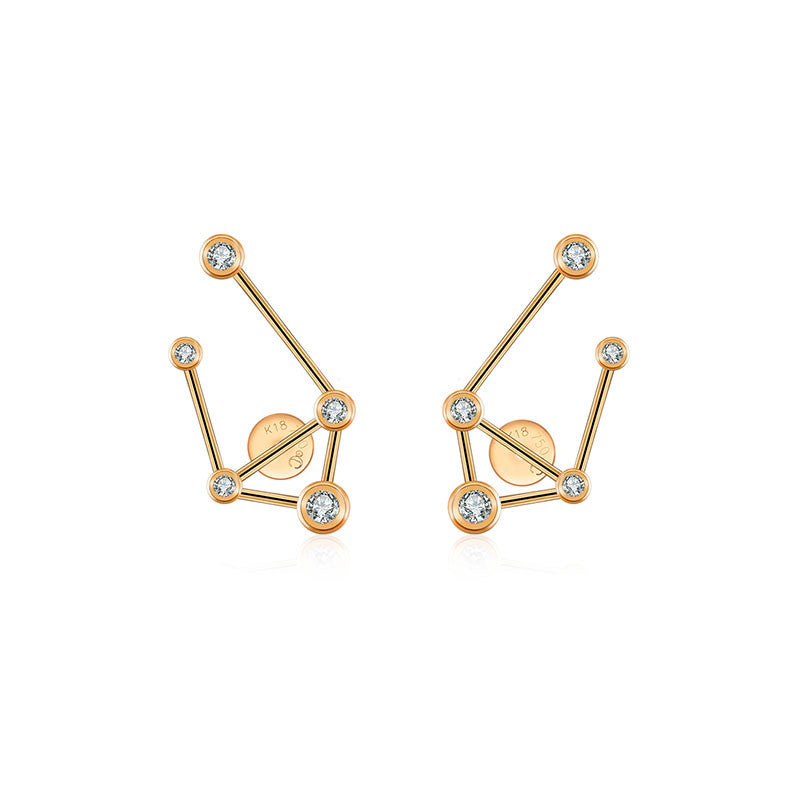 Libra Zodiac Constellation Earring 18k Gold & Diamond - Genevieve Collection