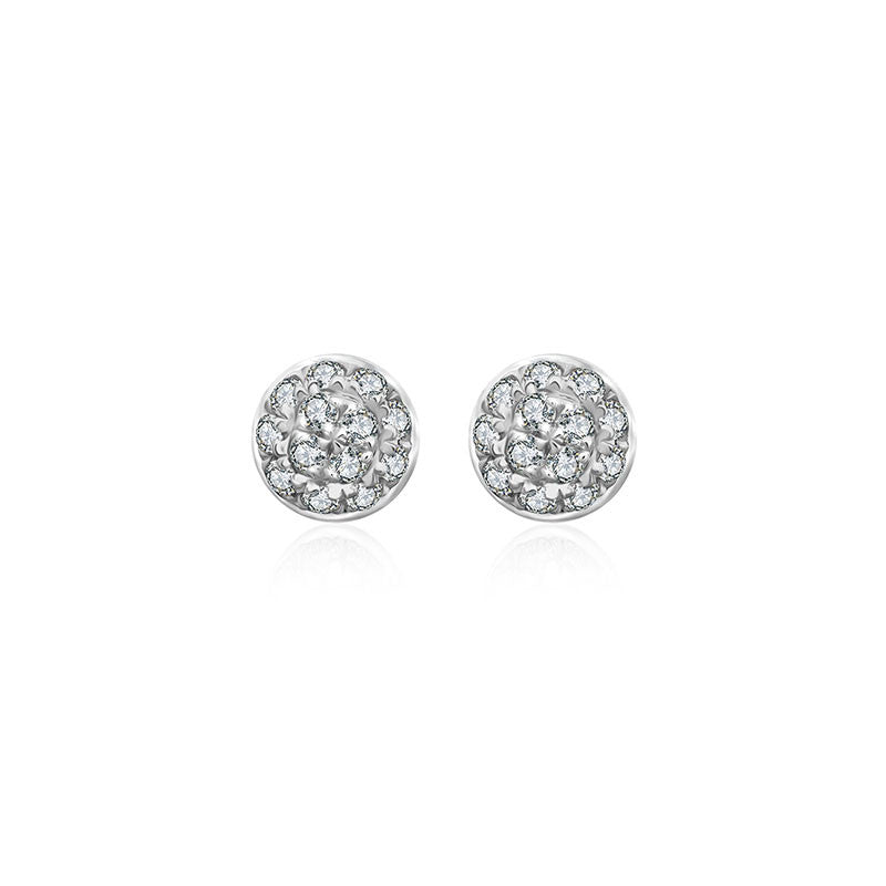 18k Gold Round Shape Diamond Earring - Genevieve Collection
