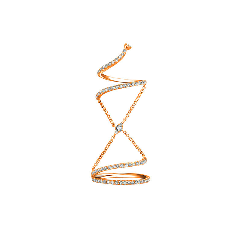 18k Gold Twisted Curve Connection Diamond Ring - Genevieve Collection