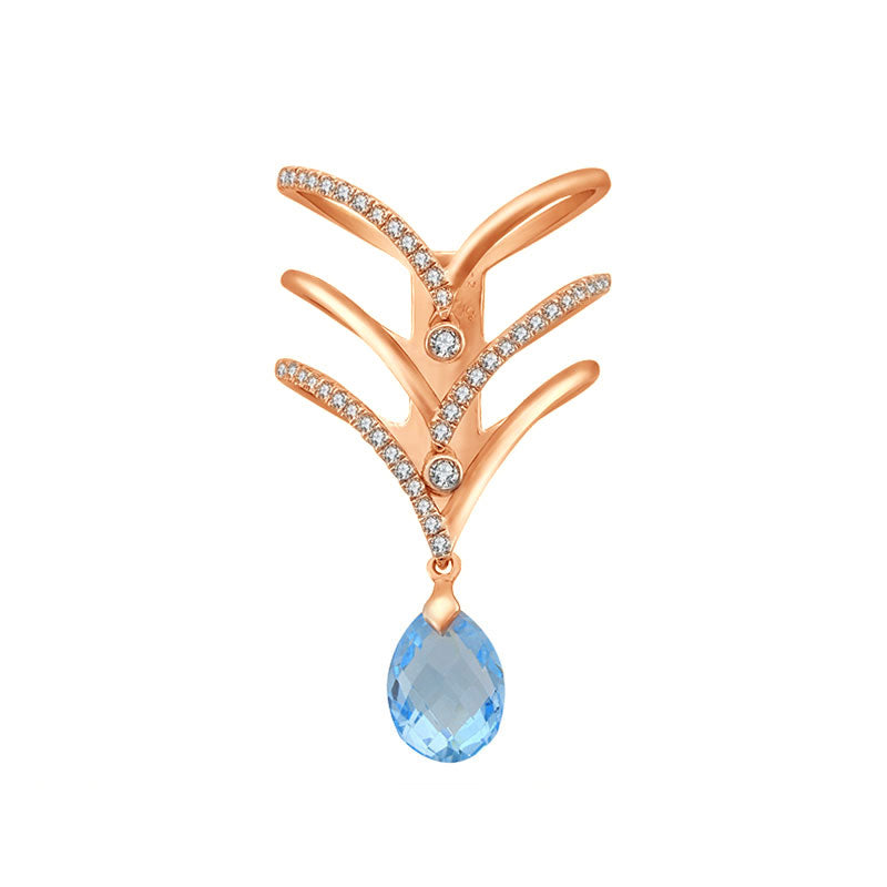 18k Gold Arrow Diamond Ring With Topaz - Genevieve Collection