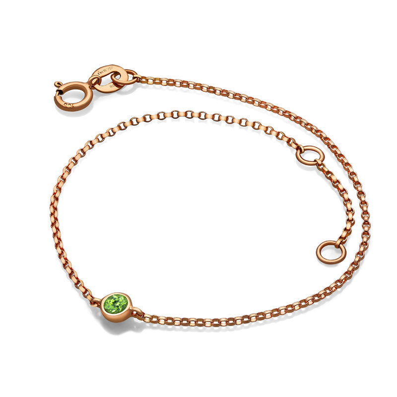 18k Gold August Birthstone Peridot Bracelet - Genevieve Collection
