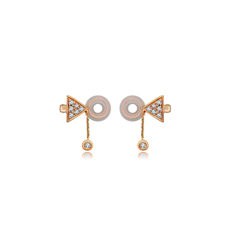 18k Gold Triangle Dangling Diamond Ear Cuff - Genevieve Collection
