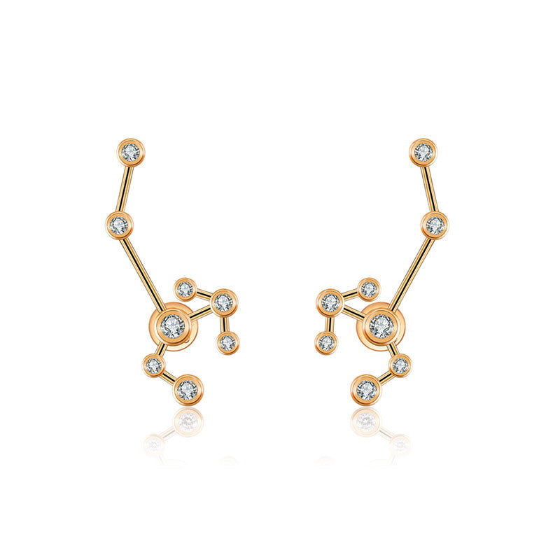 Sagittarius Zodiac Constellation Earring 18k Gold & Diamond - Genevieve Collection