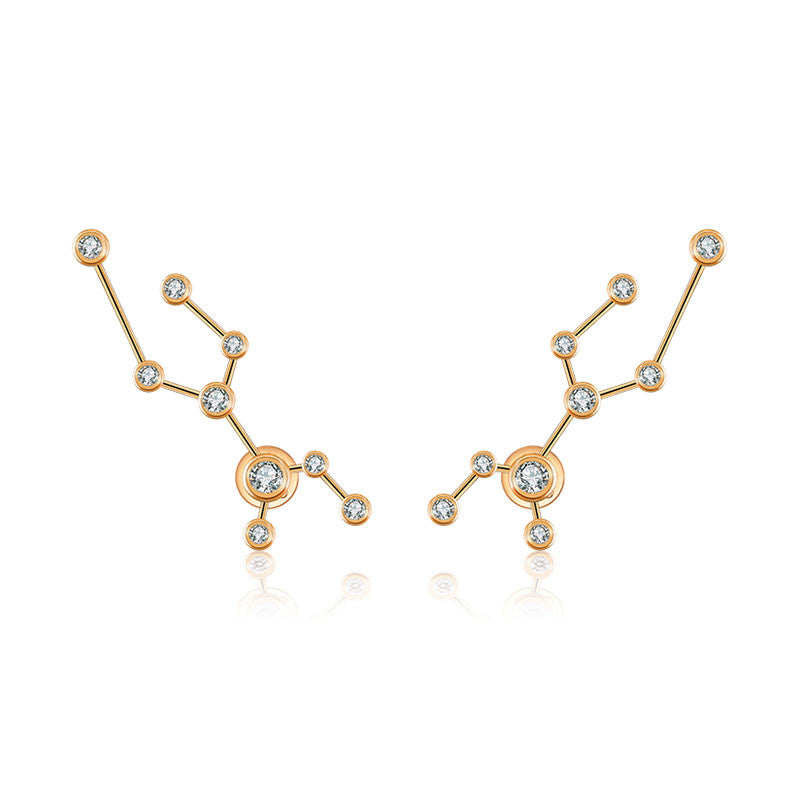 Virgo Zodiac Constellation Earring 18k Gold & Diamond - Genevieve Collection