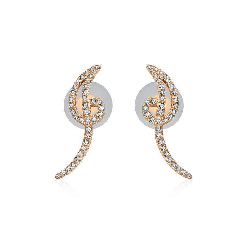 18k Gold Script Letter "I" Diamond Earring - Genevieve Collection