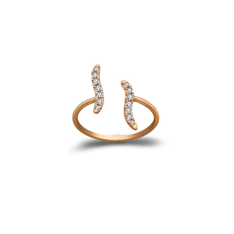 18k Gold Wavy Diamond Midi / Pinky Ring - Genevieve Collection