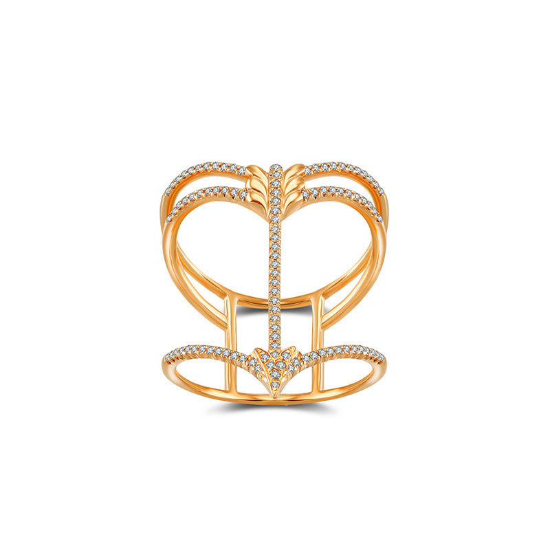 18k Gold Double Wave Arrow Diamond Ring - Genevieve Collection