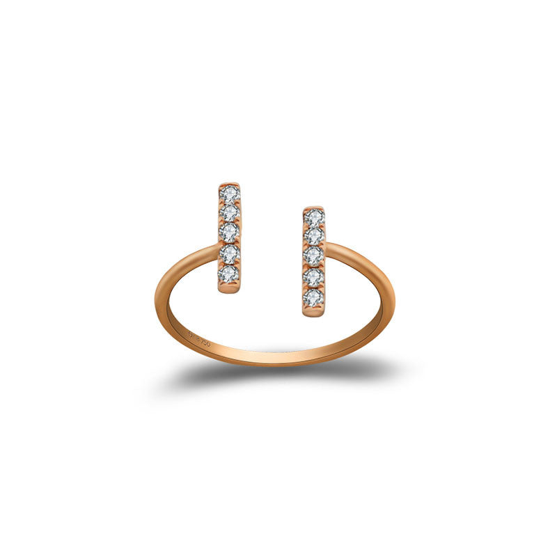 18k Gold Strokes Diamond Midi / Pinky Ring - Genevieve Collection