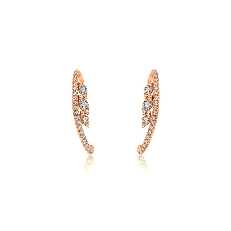 18k Gold Marquise Pattern Half Hoop Diamond Earring - Genevieve Collection