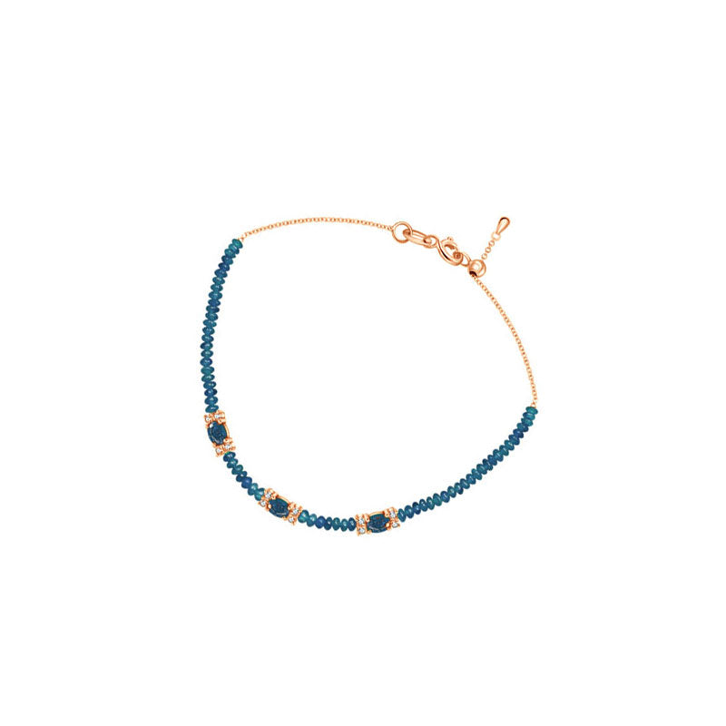 18k Gold Triple Sapphire Diamond Bracelet with Beaded Sapphire - Genevieve Collection