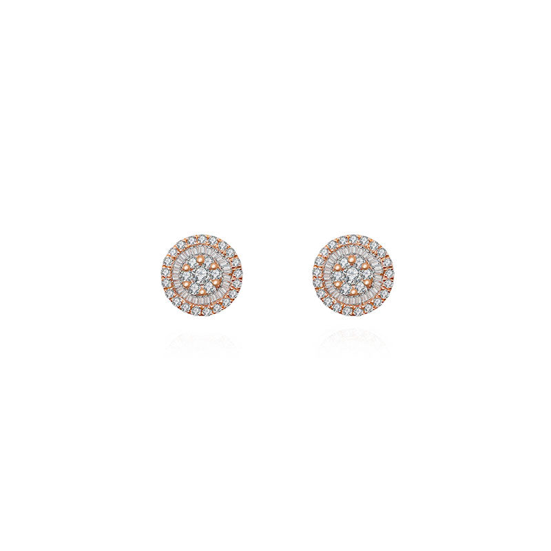 18k Gold Round Shape Diamond Earring - Genevieve Collection