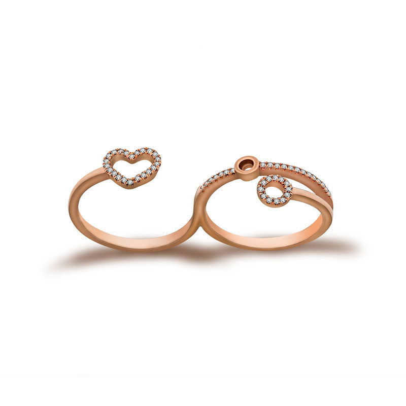 18k Gold Free Flow Heart Double Ring - Genevieve Collection
