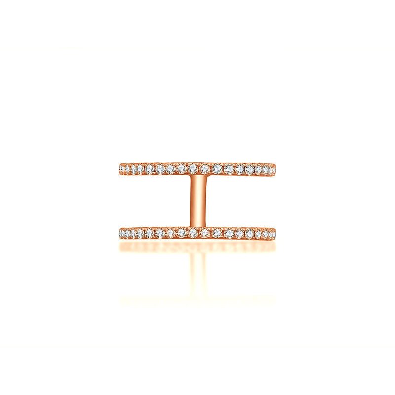 18k Gold Double Line Diamond Ring - Genevieve Collection