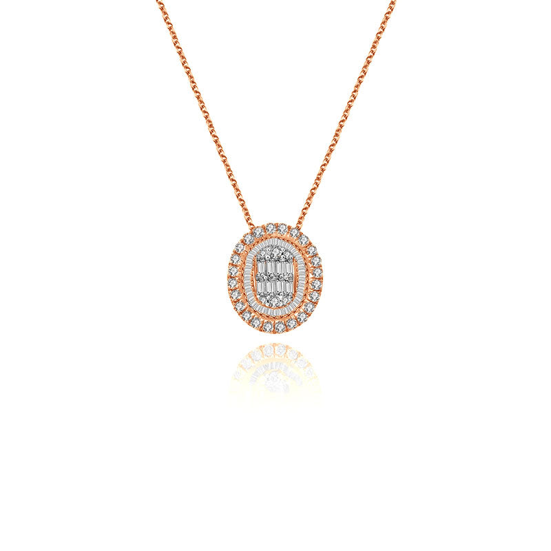18k Gold 2 ways Round Diamond Necklace - Genevieve Collection