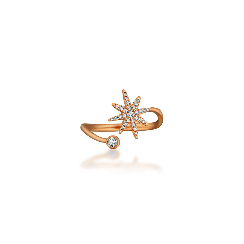 18k Gold Star Open Diamond Ring - Genevieve Collection