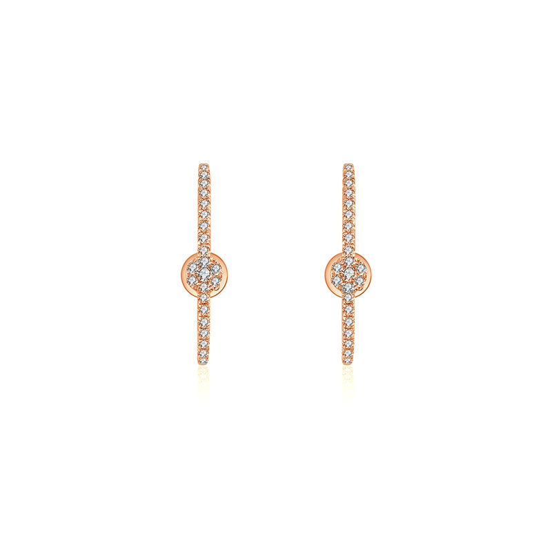 18k Gold Round Pattern Half Hoop Diamond Earring - Genevieve Collection