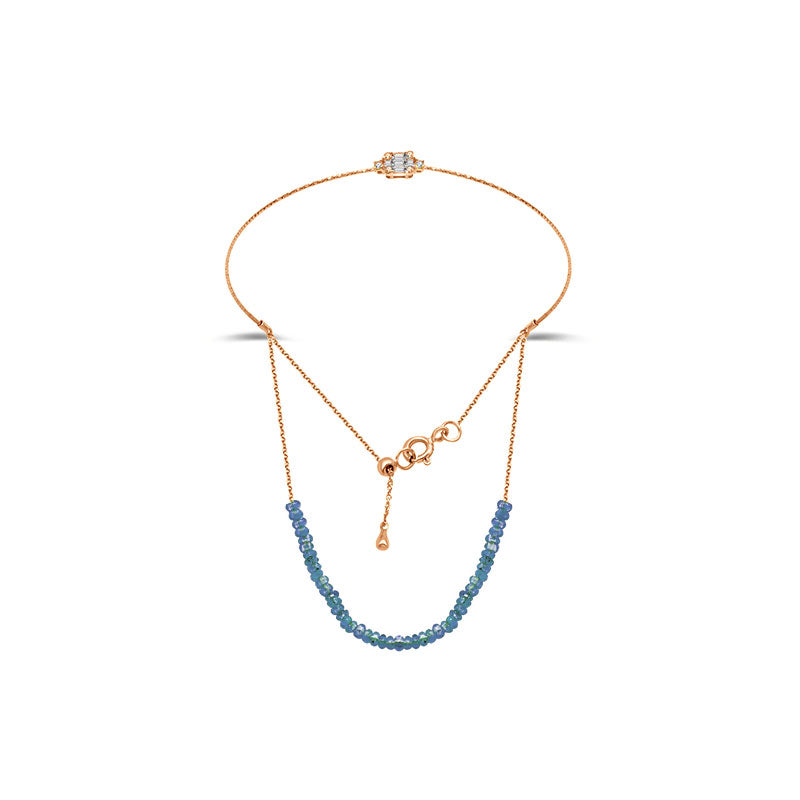 18k Gold Sapphire Beaded Bracelet with Diamond Bangle - Genevieve Collection