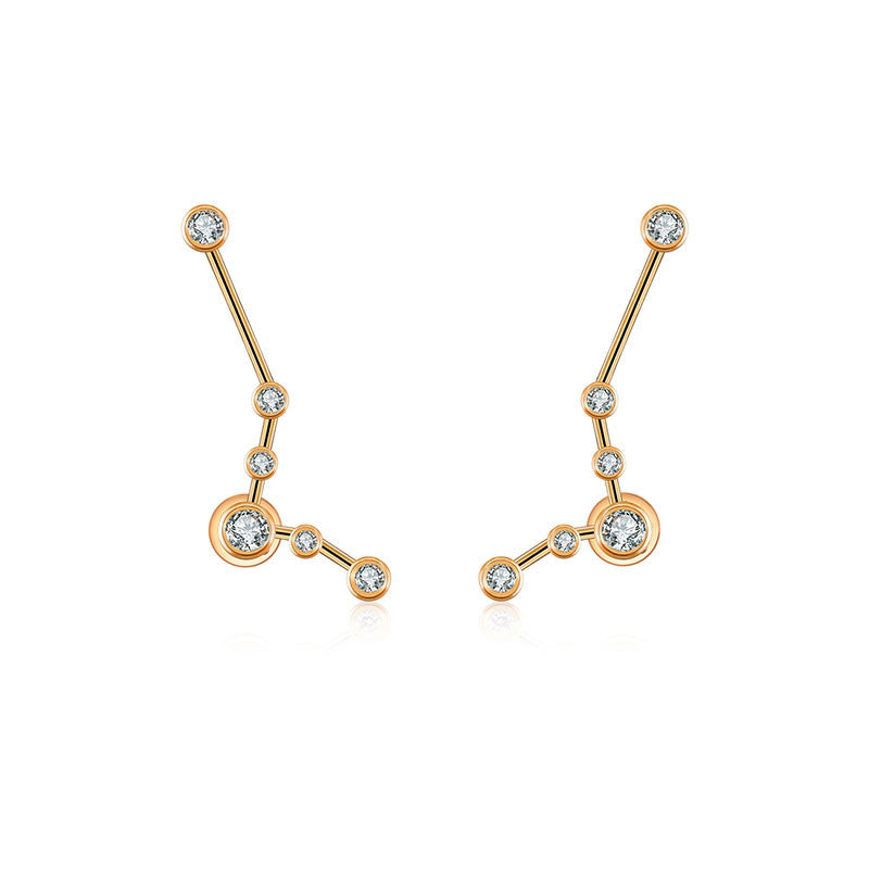Pisces Zodiac Constellation Earring 18k Gold & Diamond - Genevieve Collection