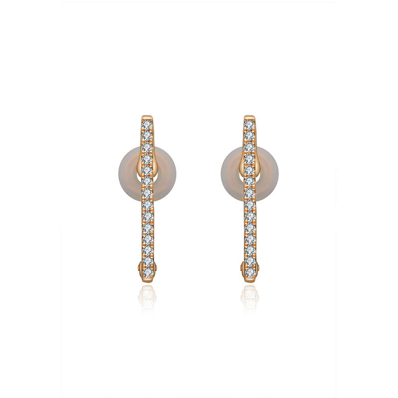 18k Gold Vertical Line Diamond Ear Cuff - Genevieve Collection