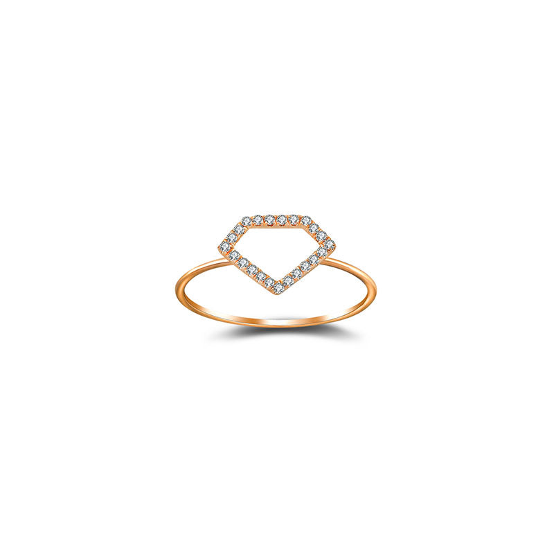 18k Gold Hollow Diamond Shape Diamond Ring - Genevieve Collection